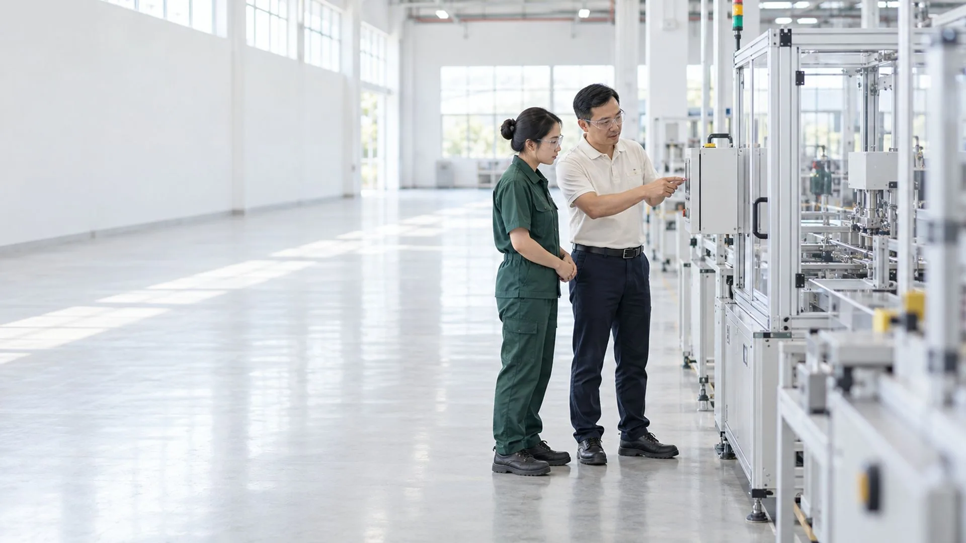 Quản lý hướng dẫn người lao động mới trên sàn nhà máy